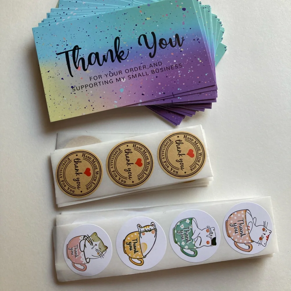 90 Pieces 25 Thank You Cards 25 Hand Made Stickers 40 Thank You Stickers